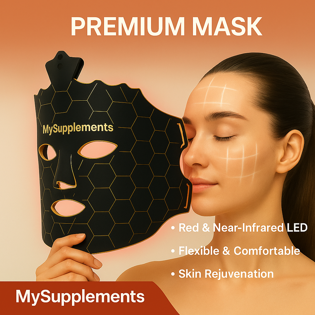MySupplements® Premium LED Lichttherapie Maske – Silikon, 7 Farben, Anti-Aging & Hautstraffung