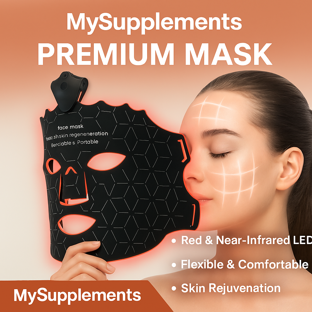 MySupplements® Premium LED Lichttherapie Maske – Silikon, 7 Farben, Anti-Aging & Hautstraffung