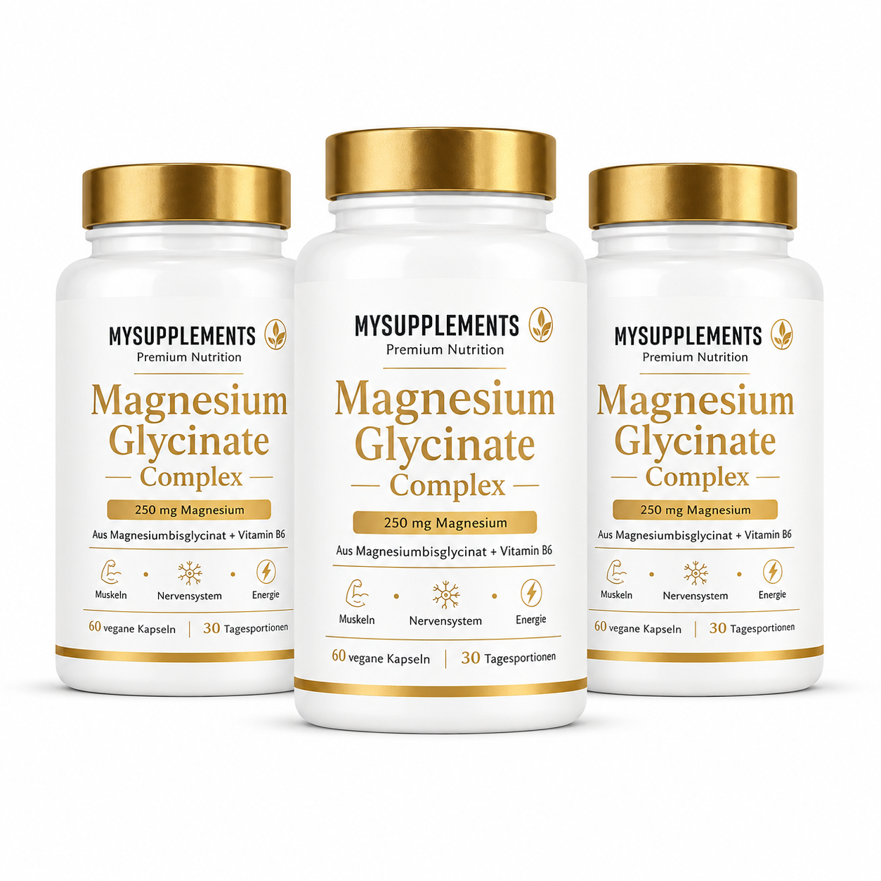 Magnesium Glycinate Complex 3er Pack 250 mg Magnesium Vitamin B6 MySupplements
